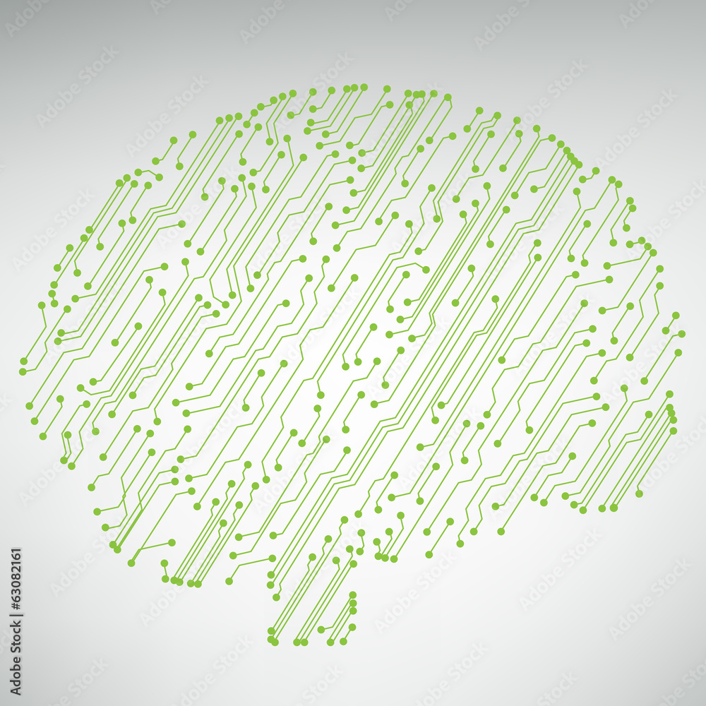 Poster Circuit board computer style brain vector technology background