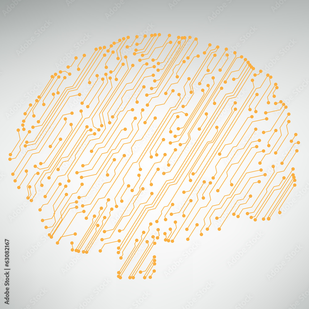 Poster Circuit board computer style brain vector technology background