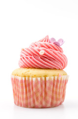 Vanilla cupcakes isolated white background