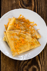 Pancakes with sweet citrus  sauce, crepes Suzette