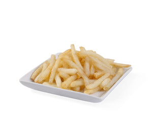 French fries on dish isolated on white