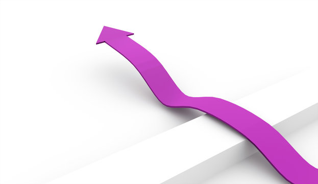 Purple business arrow concept on white
