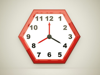 Red hexagonal clock