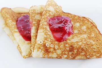 pancake with raspberry jam