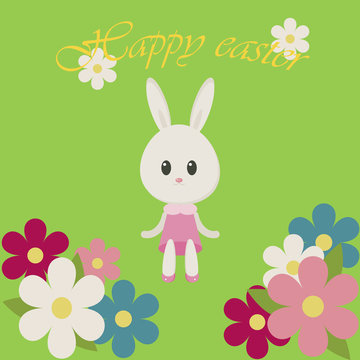 easter illustration bunny and flowers