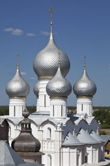 Silver domes in Rostov the Great. Kremlin