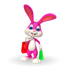 cute easter bunny with shopping bags