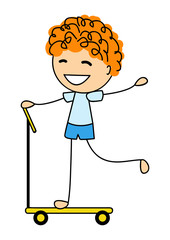 Cute little boy on scooter