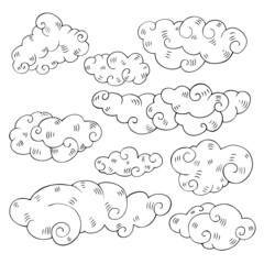Vintage clouds set.