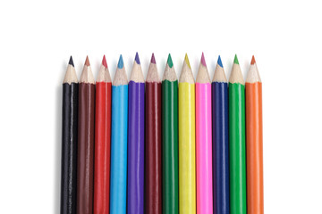 line of colored pencils