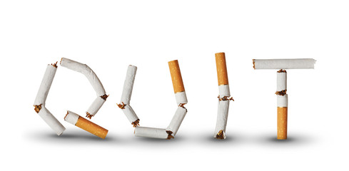 Text Quit made from broken cigarettes