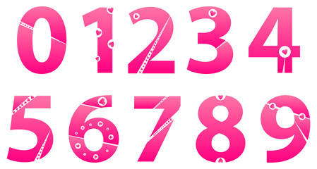 Valentines Day Love Alphabet Numbers Set Concept Vector