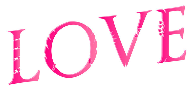 3D Love Word Concept Made With Pink Love Letters