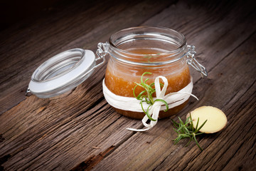 Natural diy ginger sugar and salt body scrub