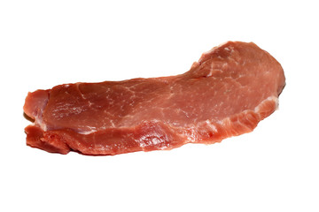 Raw fresh pork steak isolated on white