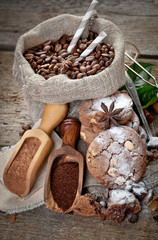 Chocolate chip cookies and coffee