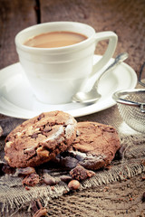 Chocolate chip cookies and coffee