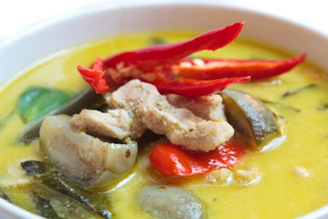 Green curry with pork, Thai food.