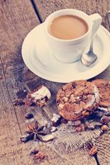 Obraz na płótnie Canvas Chocolate chip cookies and coffee