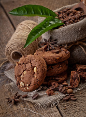 Chocolate chip cookies and coffee