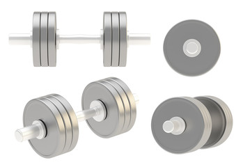 Naklejka premium Adjustable metal dumbbell isolated