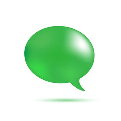 Green word speech on white