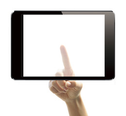 タブレットと女性の手