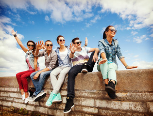 Fototapeta premium group of teenagers hanging out