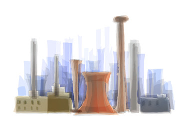 Industrial planet, polluted concept, City collection 