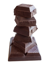 chocolate bar close-up on white background