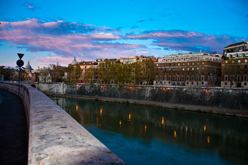 way back form vatican at dusk from in front of Metro night, Rome