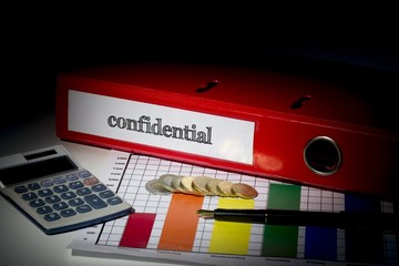 Confidential on red business binder