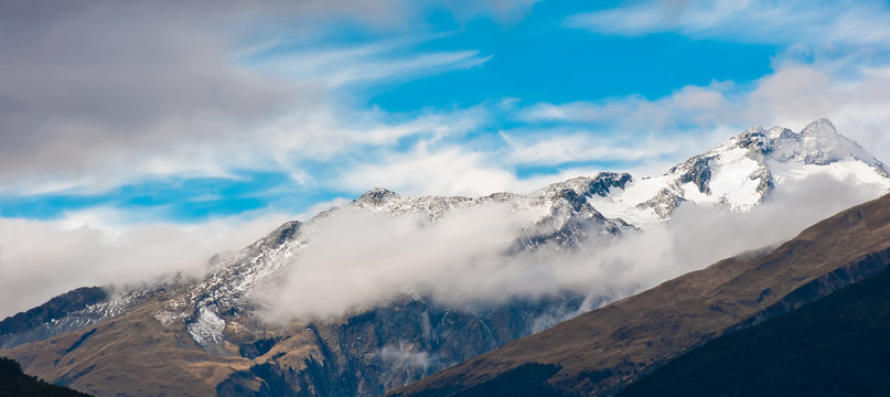 snow mountain of southern alpine alps in New Zealand