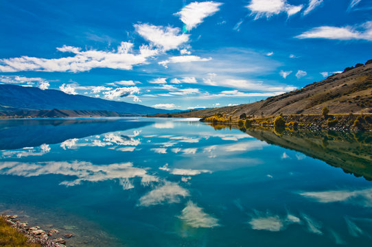 Beautiful reflection lake, New Zealand, Southern Alps