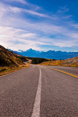 Scenic mountain road in the Southern Alps of the South Island of