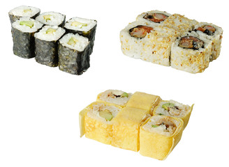 Sushi pieces collection isolated on white