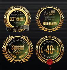 Premium quality gold and green medallion with laurel wreath