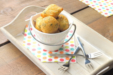 Cod fritters. Buñuelos de bacalao. Acras de morue