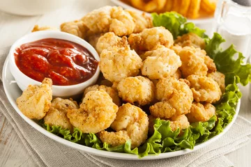 Gordijnen Organic Breaded Popcorn Shrimp © Brent Hofacker