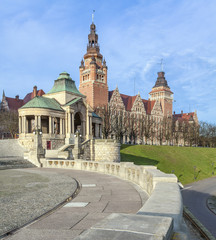 View of  Chrobry Embankment in Szczecin (Stettin), Poland - obrazy, fototapety, plakaty