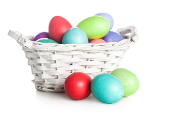 Naklejka na ściany i meble Easter eggs and basket isolated