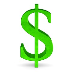 Green dollar sign on white front view