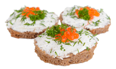 Delicious canapes isolated on white