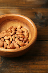 Almonds in bowl, close-up