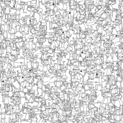 Dance party seamless pattern in black and white
