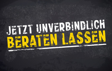 Kreidetafel mit Stempel und Beraten lassen