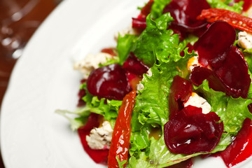 Vegetarian kitchen & healthy food concept. Fresh vegetable salad