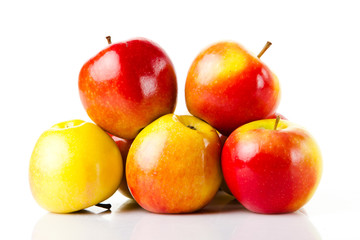 fresh colorful apples isolated on white background