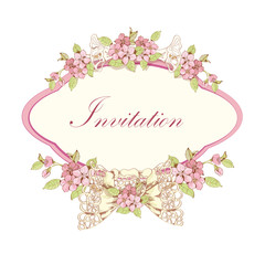 Fototapeta premium Blooming cherry invitation