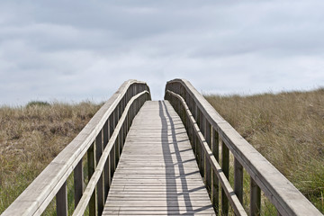 Wooden footbridge in the dunes